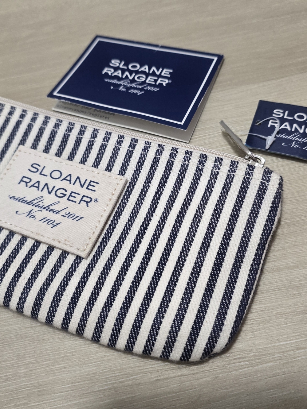 Sloane Ranger Navy & White Striped Wristlet Wallet